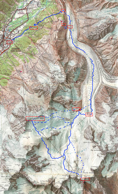 Map Traversata Vallèe Blanche