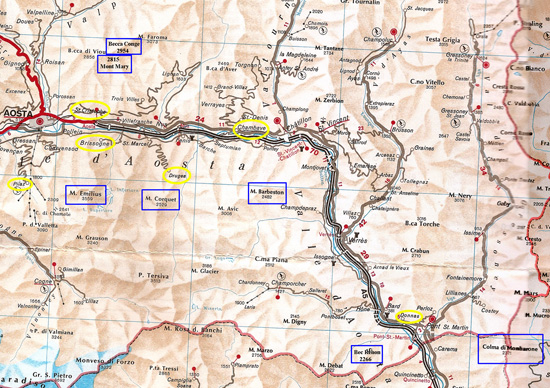 Map Bassa Valle d'Aosta