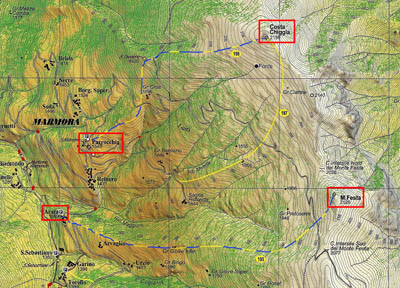 Mappa Monte Festa e Monte Ghiggia