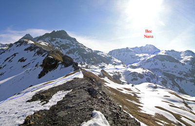 Bec di Nana visto dai pressi del Colle Croux