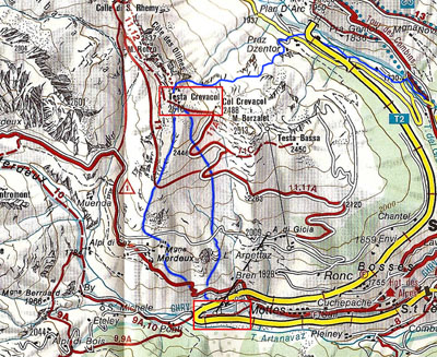 Map Testa di Crevacol