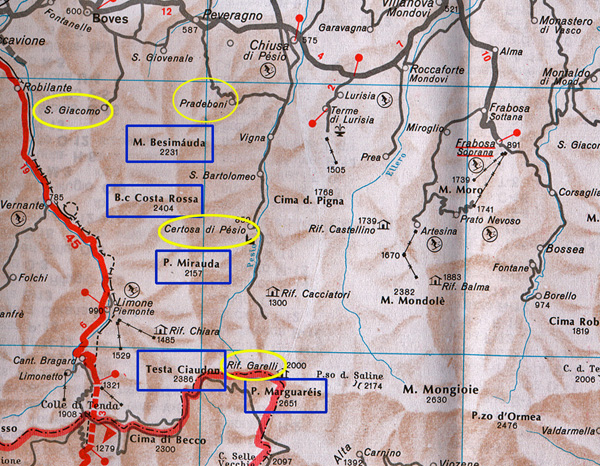 Map Valle Pesio e Colla