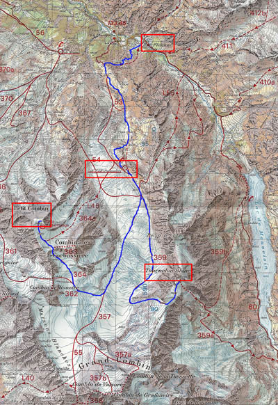 Map Petit Combin, Tournelon Blanc